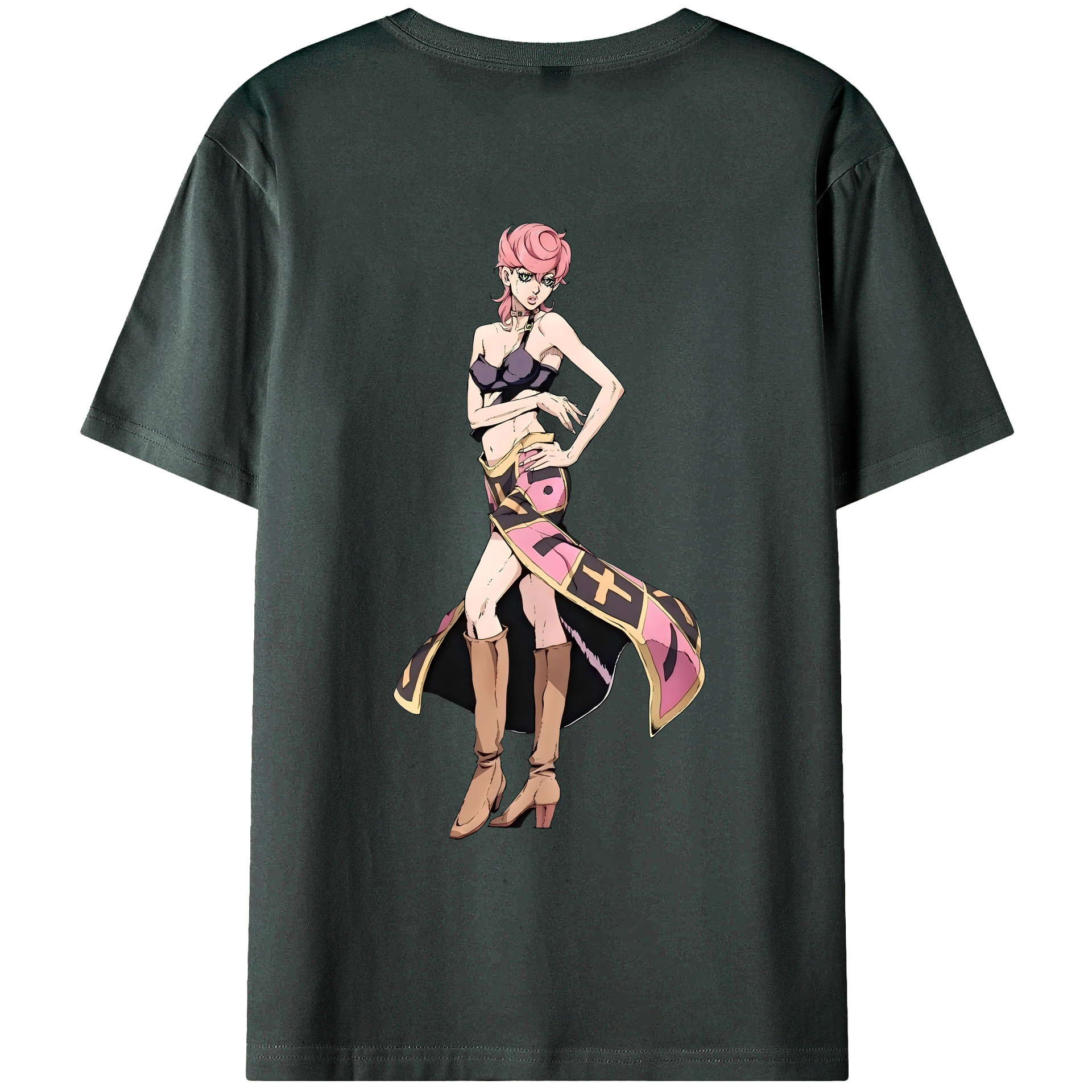 （画像用） ジョジョの奇妙な冒険 トリッシュ?ウナ JoJo's Bizarre Adventure Trish Una 綿100％ メンズ半袖Tシャツ（バックプリント） 通気性